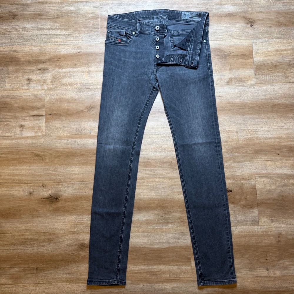 Diesel Troxer Jeans Mens 30x32 Black Slim Skinny Stretch Denim Button Fly R6T80
